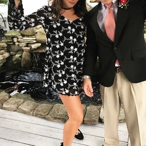 Altar’d State Black and White Long Sleeve Mini Dress